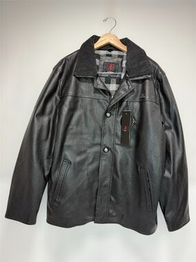 AE Emporio di Milano Black Jacket Soft Faux Leather Made In Italy Size XXL NWT